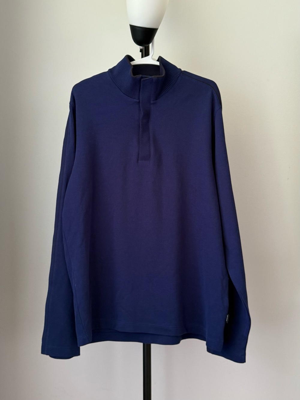BOSS Hugo Boss Men’s XL Blue 100% Cotton Mock Neck Pullover Regular Fit